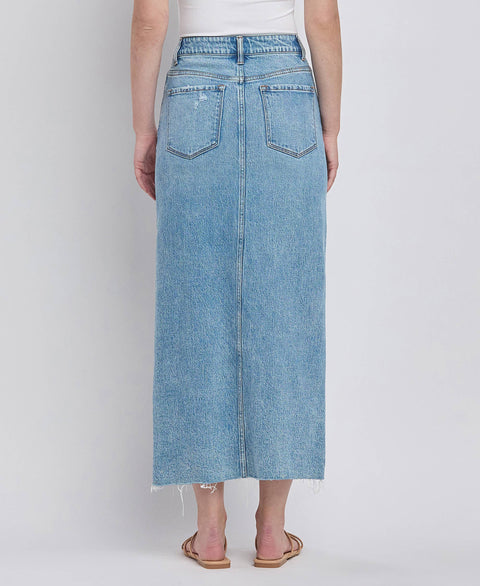 VERVET by FLYING MONKEY Criss cross front slit jean maxi skirt