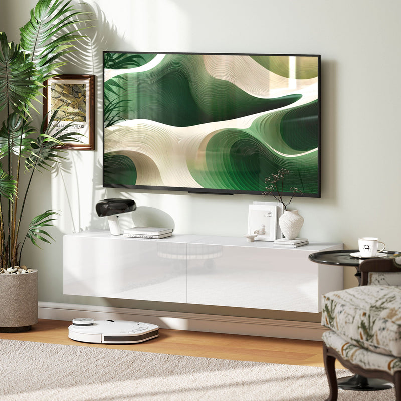 Hunter Floating TV Stand with Storage Cupboards for TVs up to 65 Inches-White