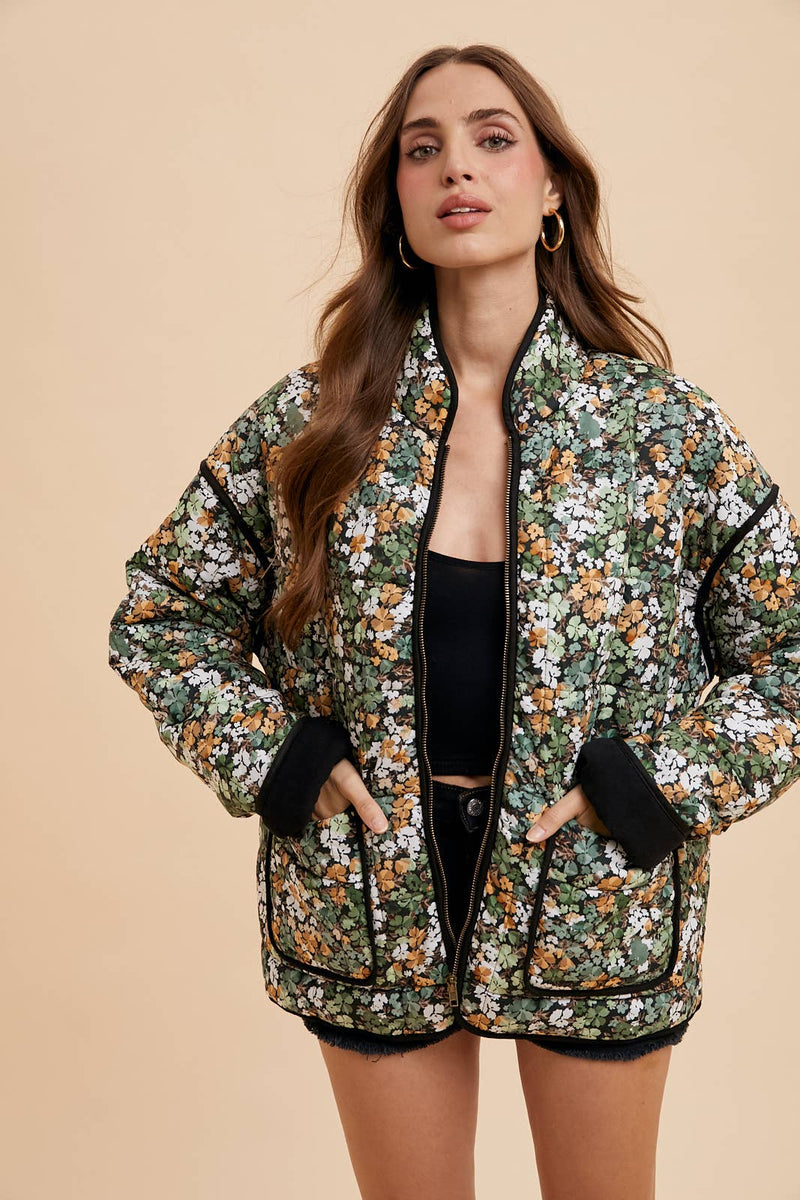 In Loom - QUILTED PUFFER FLORAL JACKET - Home & Well