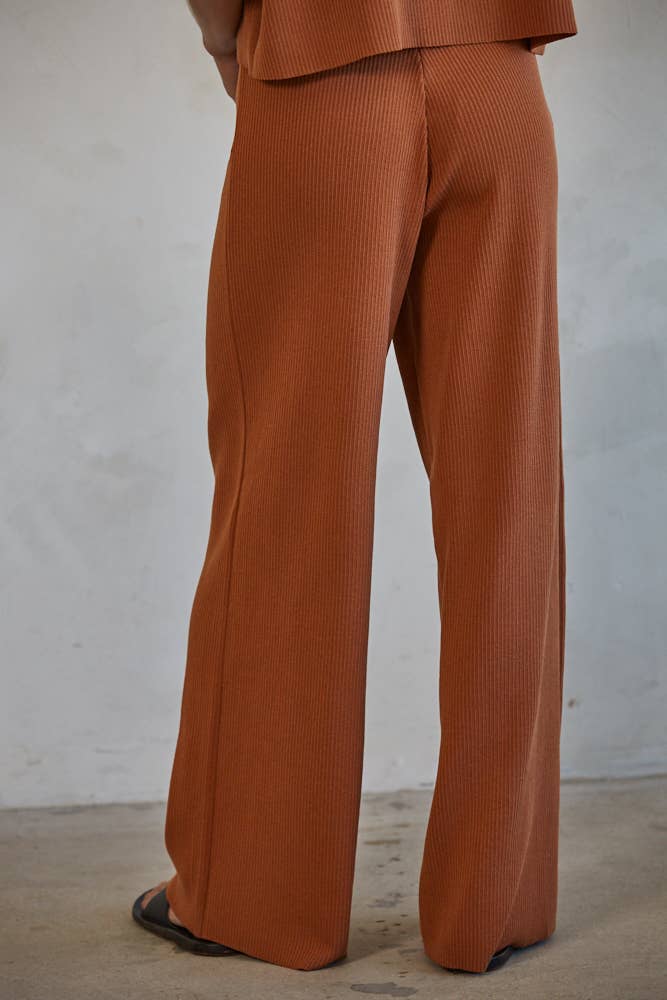By Together - W1410 | Knit Sweater Wide Leg Pants - Home & Well