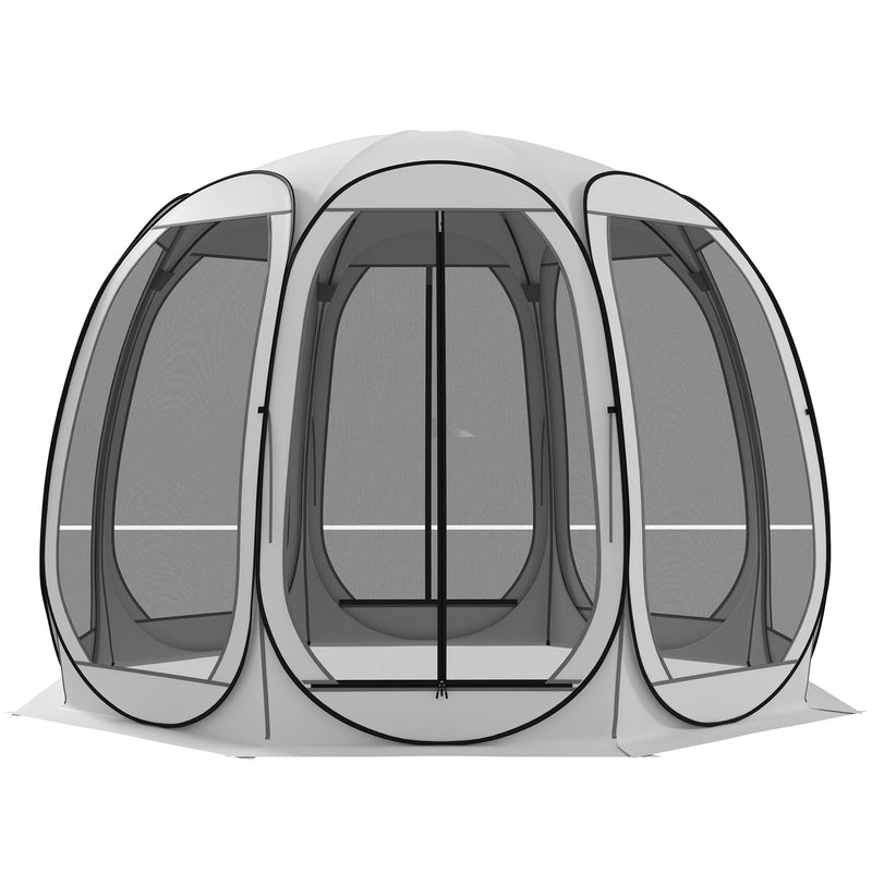 Outsunny 11' x 11.5' Screen Tent, Pop Up Camping Gazebo with Portable Carry Bag and 2 Doors, Cream White