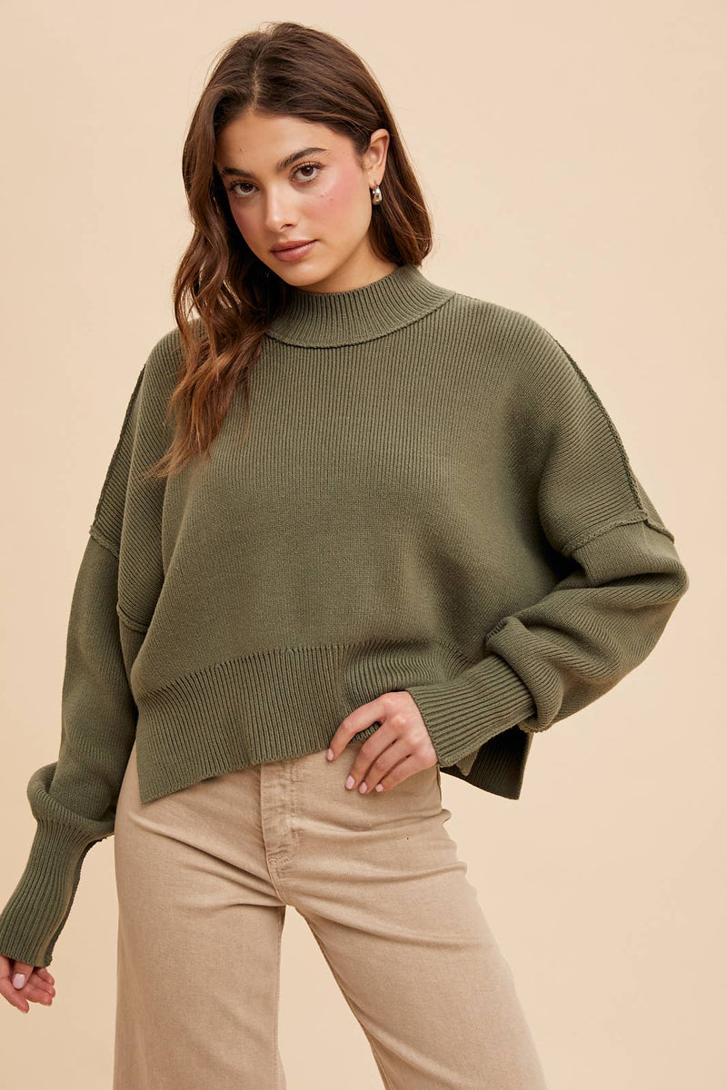 In Loom - KNITTED MOCKNECK PULLOVER SWEATER
