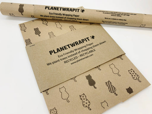 PlanetWrapIt - Cats Recycled Eco Kraft Wrapping Paper - Home & Well 