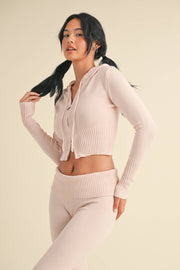 KIMBERLY C - Slim Fit Zip Up Knit Sweater Hoodie - Home & Well 
