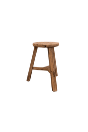Luxe B Co - Vintage Elm Wood Round Stool Bench - Home & Well 