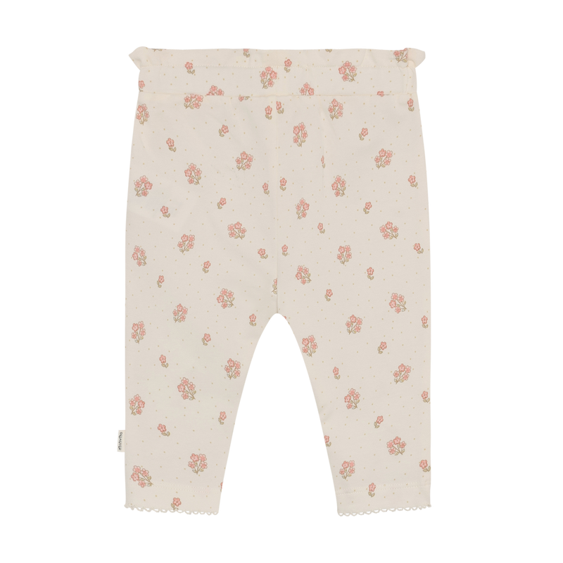 Pants | Pink Floral on Off-White | Minymo