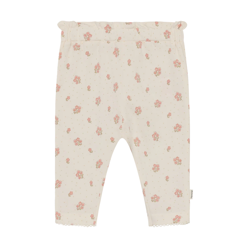 Pants | Pink Floral on Off-White | Minymo