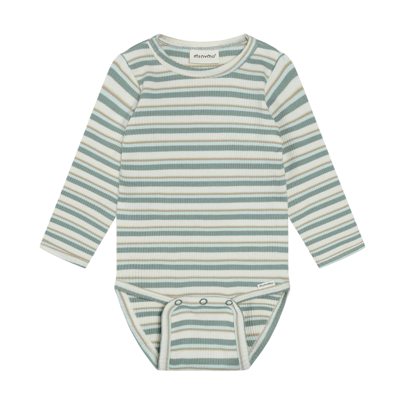 Longsleeve Bodysuit | Green Stripe | Minymo