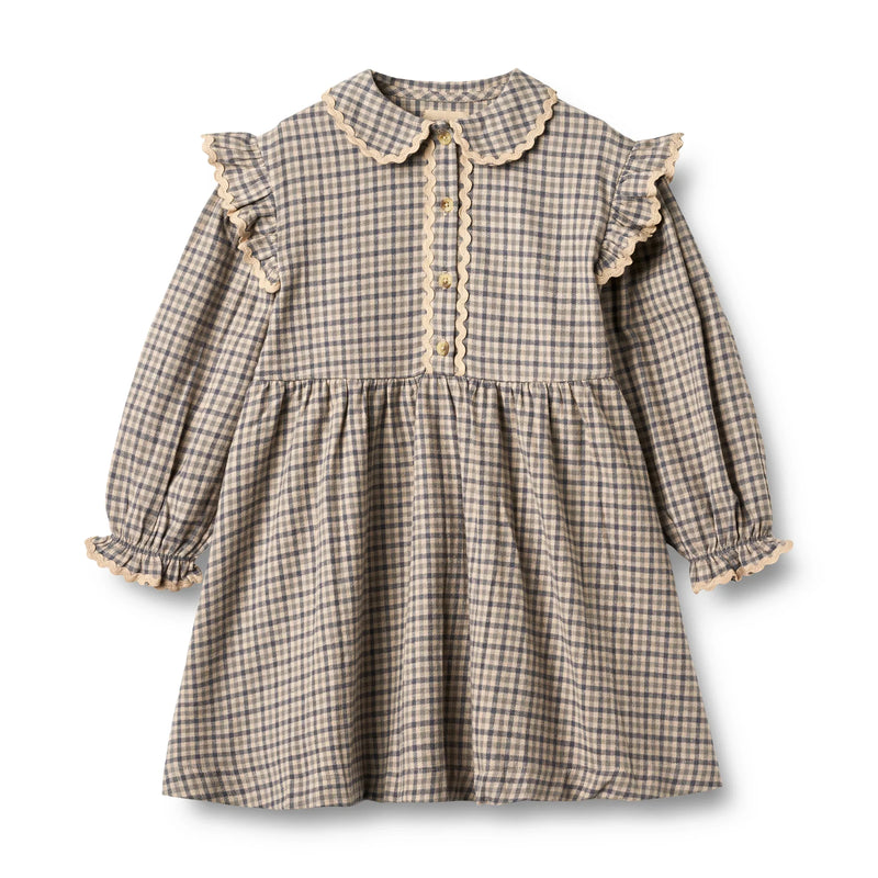 L/S Alissa Dress  | Blue Check | Wheat Kids
