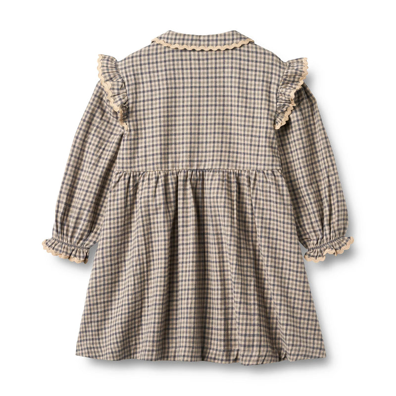 L/S Alissa Dress  | Blue Check | Wheat Kids