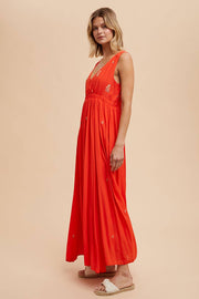 In Loom - VISCOSE ALL OVER EMBROIDERED SLEEVELESS MAXI DRESS - Home & Well