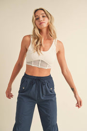 KIMBERLY C - Bustier Active Top with Mesh Inlays - Home & Well 