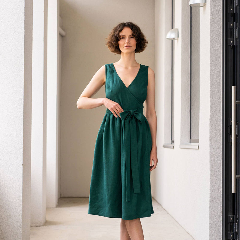 menique - Linen Sleeveless Smock Dress Macie