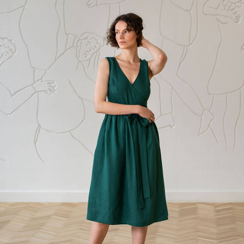 menique - Linen Sleeveless Smock Dress Macie