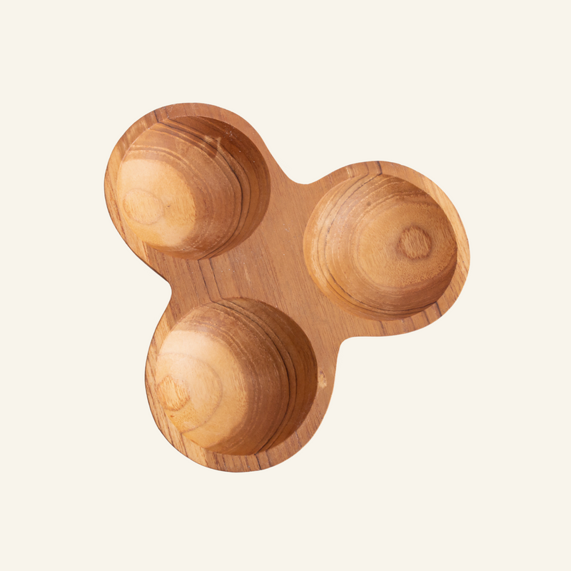 Bol à 3 compartiments en bois de teck