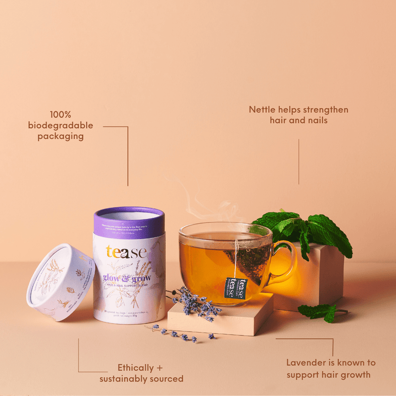 Tease | Wellness Tea Blends + Accessories - Glow & Grow Superfood + Adaptogen Tea Blend | Beauty Support - Home & Well 