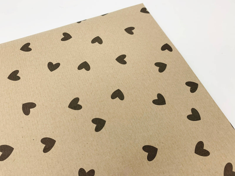 PlanetWrapIt - Black Hearts Recycled Eco Kraft Wrapping Paper - Home & Well 