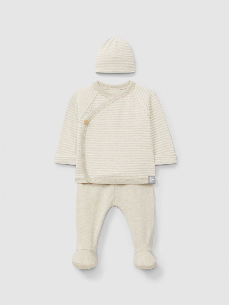 Cotton three-piece striped set | Natural | Snug