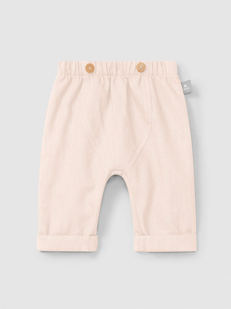 Plain pull-up pants in linen with cotton | Pink | Snug