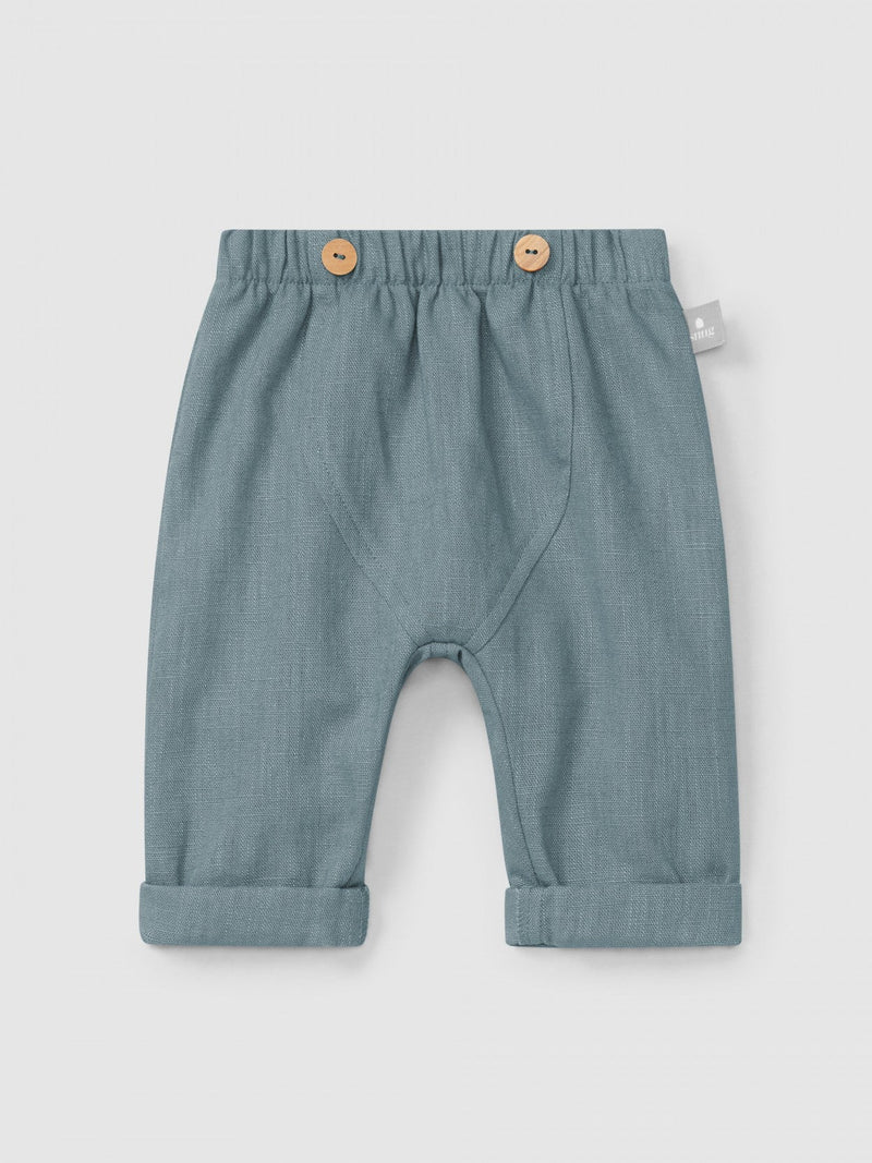 Plain pull-up pants in linen with cotton | Mint Blue | Snug
