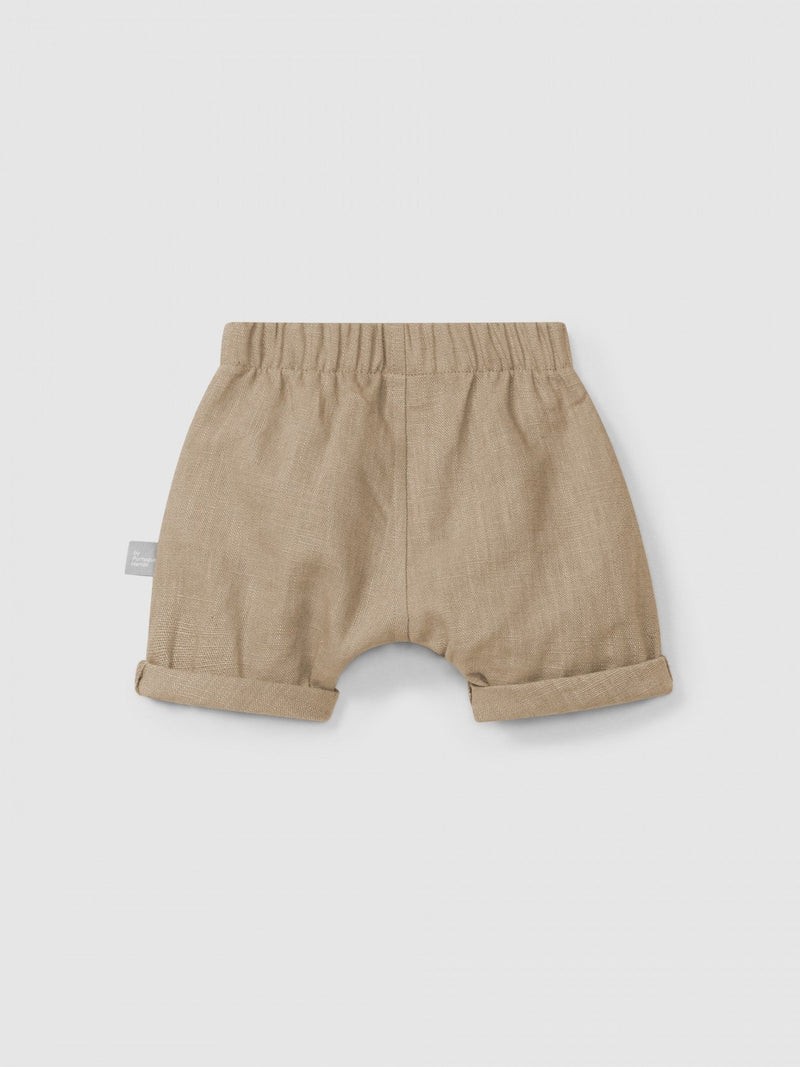 Plain pull-up shorts in linen with cotton | Coffee | Snug