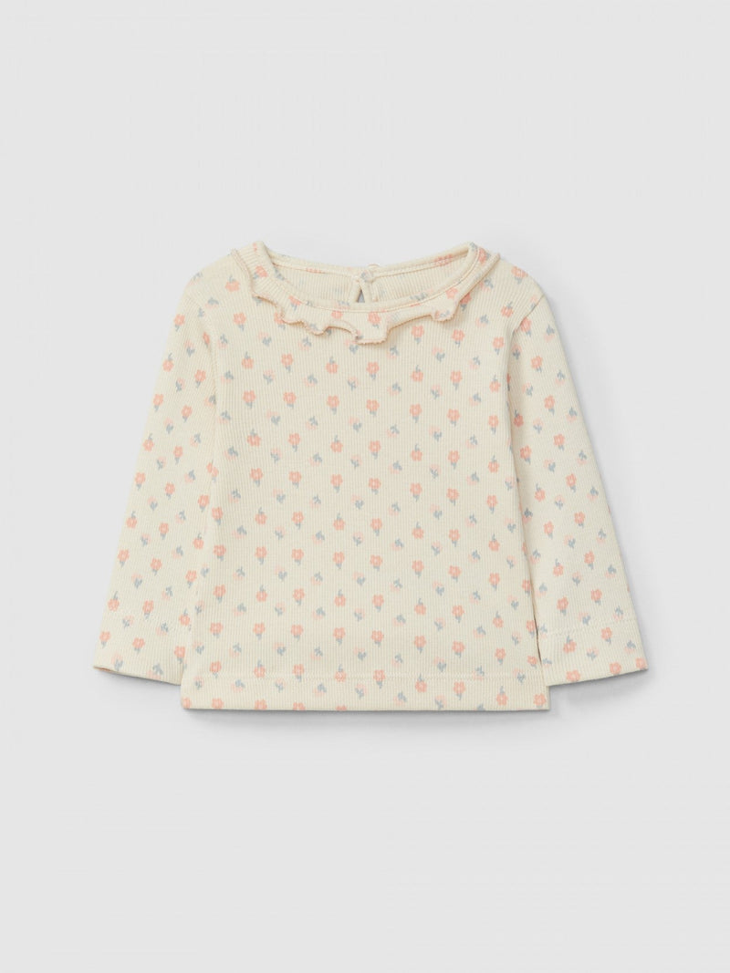 Ribbed jersey longsleeve floral print | Pink | Snug