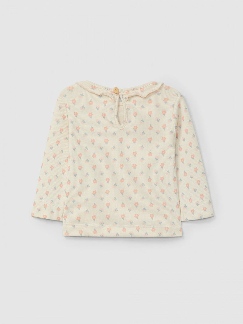Ribbed jersey longsleeve floral print | Pink | Snug