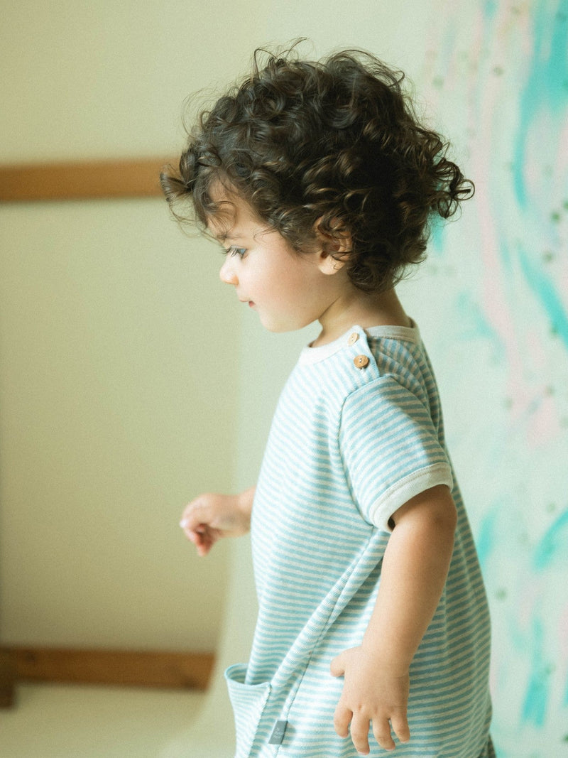 Cotton striped jumpsuit | Mint Blue | Snug