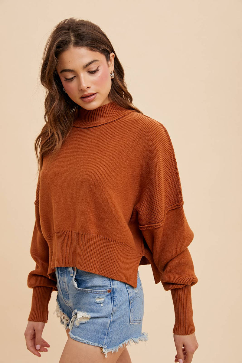 In Loom - KNITTED MOCKNECK PULLOVER SWEATER - Home & Well