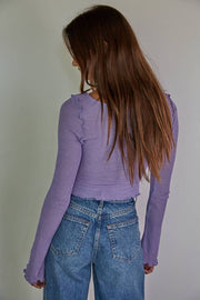 By Together - L7723 | Knit Rayon Nylon Rib Long Sleeve Lettuce Edge Top - Home & Well 