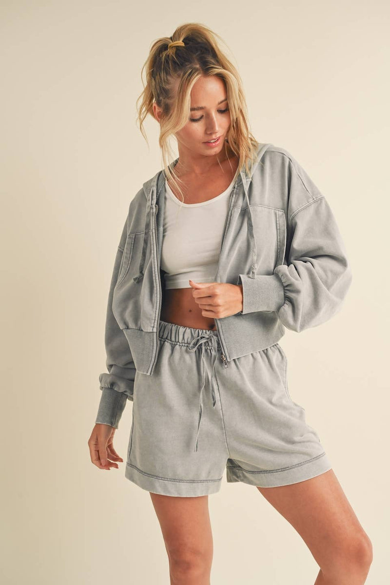 KIMBERLY C - Mineral Wash Zip-Up Hoodie - Home & Well 