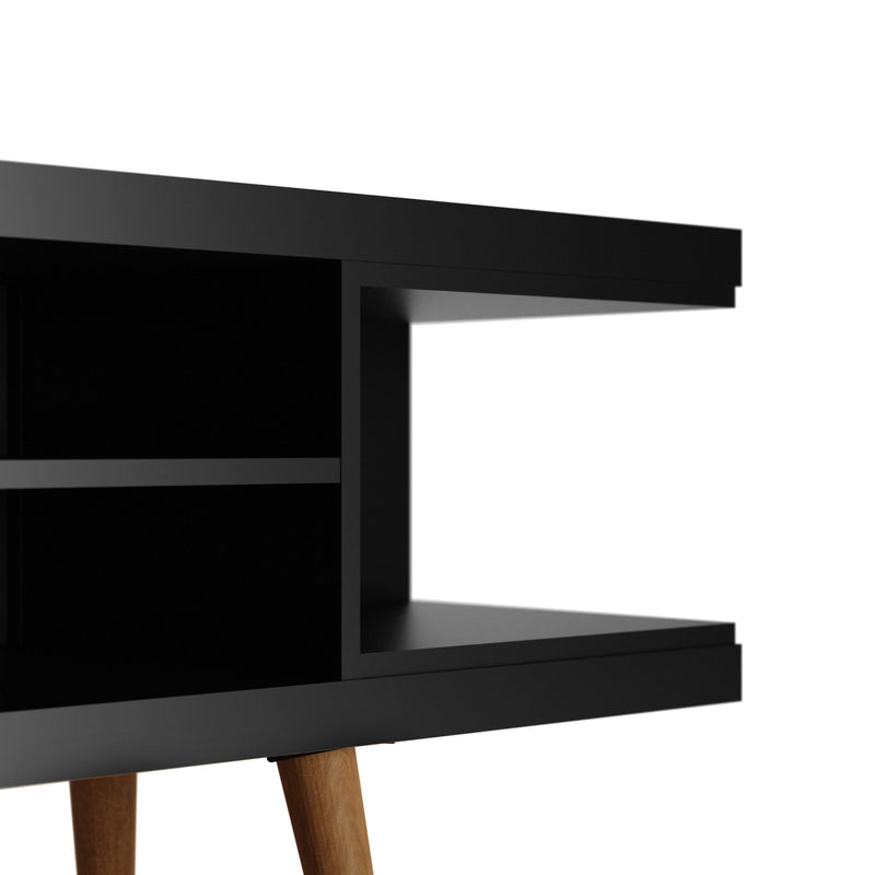 Eureka Modern 53.14" TV Stand with 4 Shelves - Black/Maple Cream