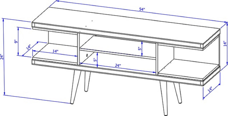 Eureka Modern 53.14" TV Stand with 4 Shelves - Maple Cream