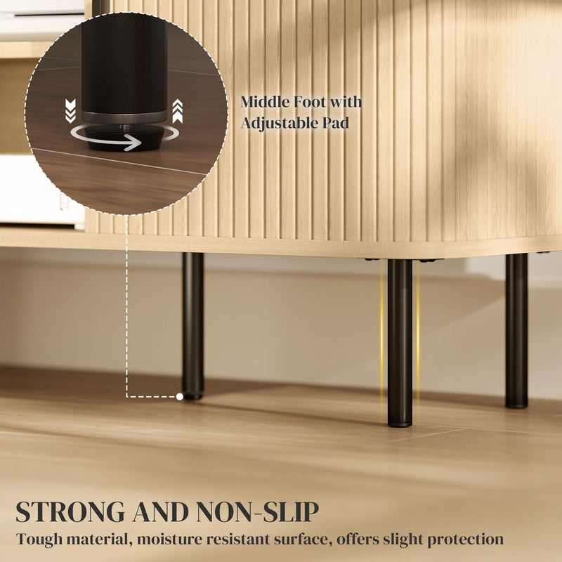 Darcy TV Stand with Storage Shelves and Cabinets for TVs up to 55 Inches-Oak Tone