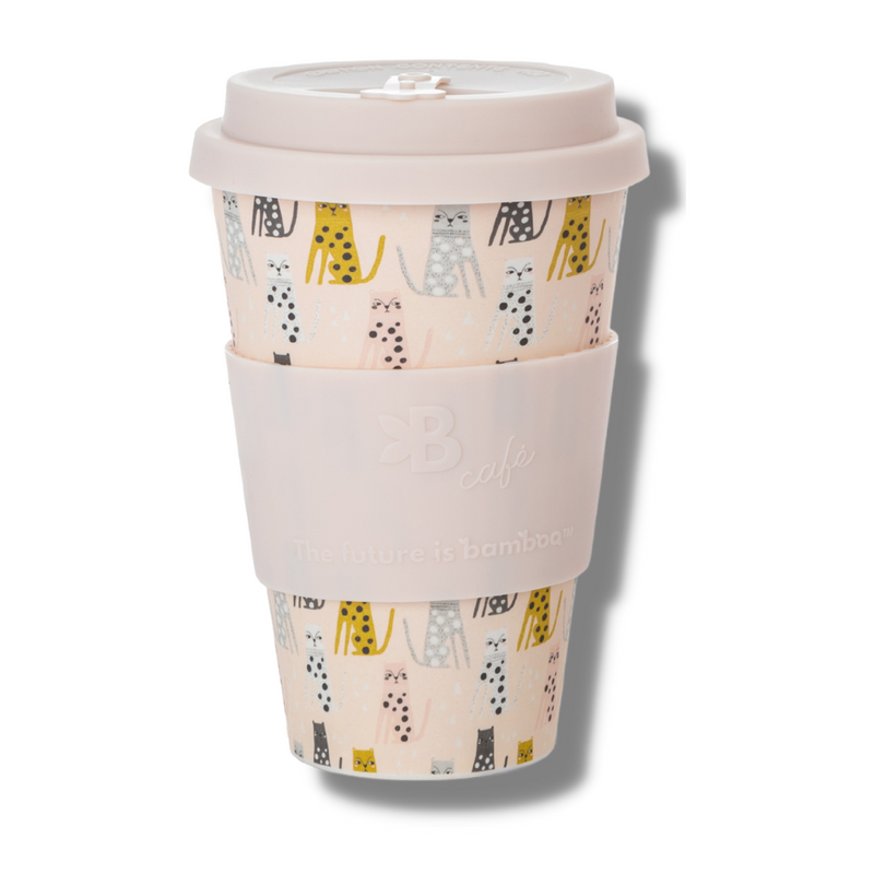Eco-Friendly Reusable Bamboo Fiber Cup - Sustainable Travel Mug-  Feline Fine - INNER 6