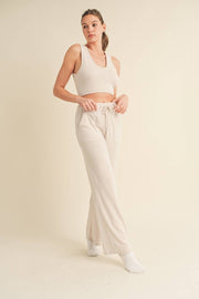 Soft Brushed Hacci Lounge Tank and Pants Set - Home & Well 