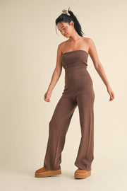 KIMBERLY C - Foldover Bandeau Knit Sweater Jumpsuit - Home & Well 