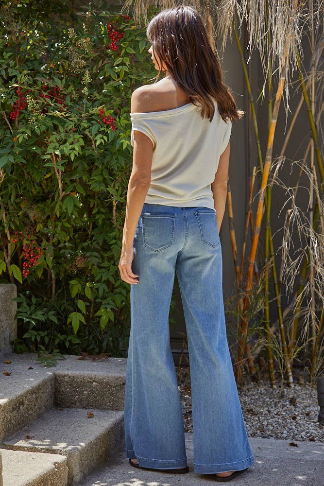 By Together - RJ2606 | Knit Rib One Shoulder Round Neck Sleeveless Top - Home & Well 