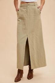 In Loom - COTTON LINEN SPLIT SEAM MAXI SKIRT - Home & Well