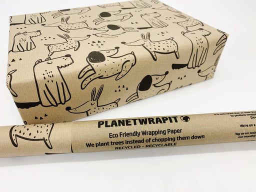 PlanetWrapIt - Dogs Recycled Eco Kraft Wrapping Paper - Home & Well 