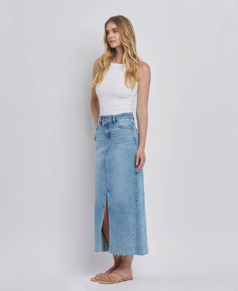 VERVET by FLYING MONKEY Criss cross front slit jean maxi skirt