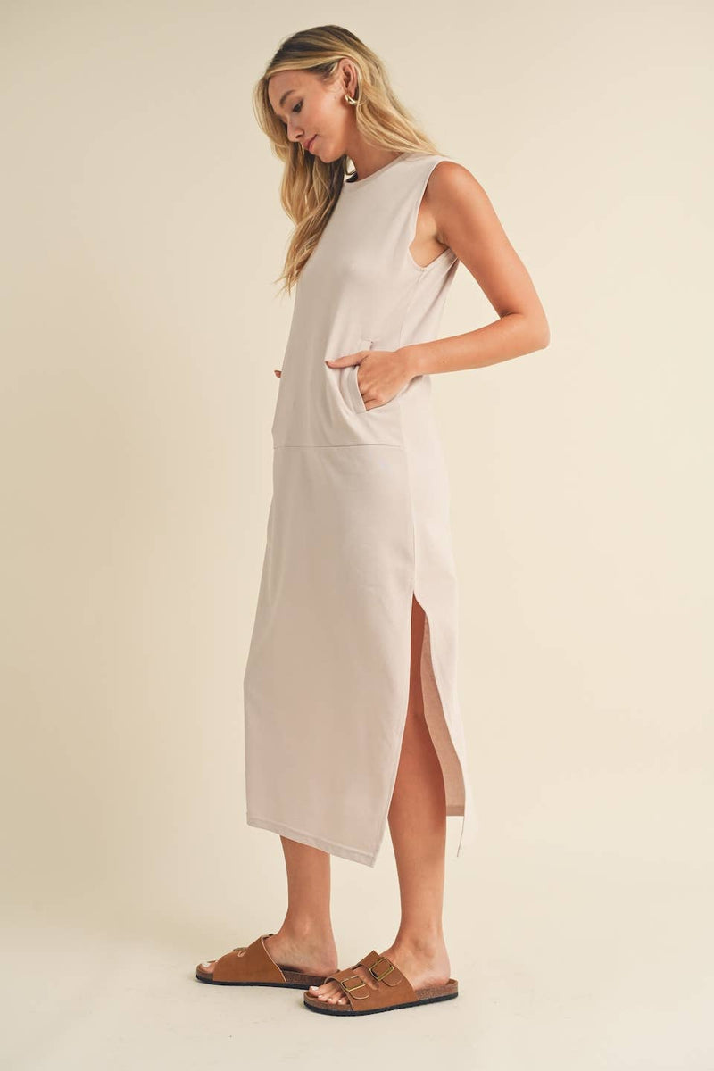 Sleeveless Terry Cloth Midi Dress - Home & Well 
