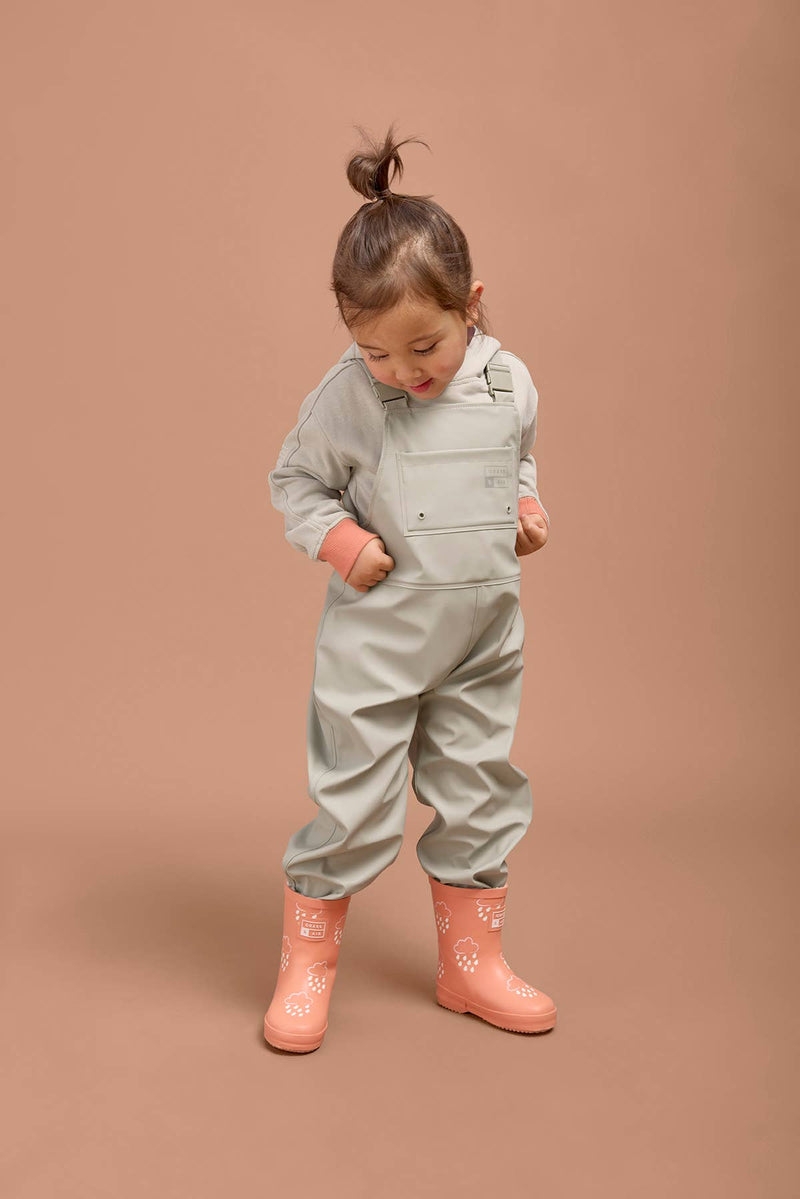 Grass & Air - Geothermal Grey Kids Waterproof Rain Dungarees