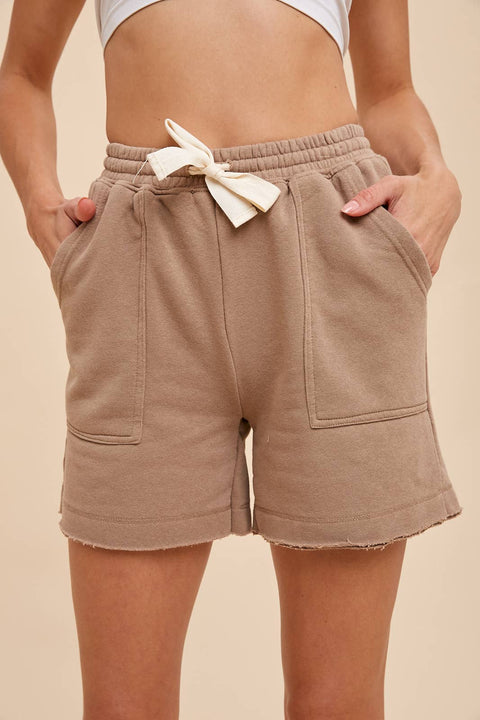 In Loom - GARMENT WASHED COTTON FRENCH TERRY SHORTS