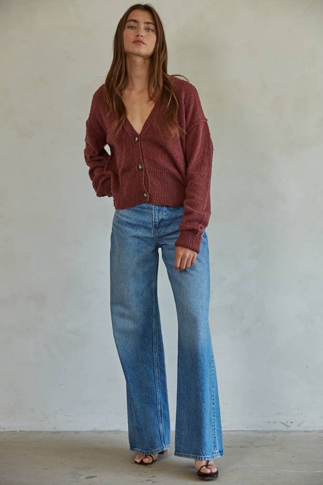 By Together - W1546 | Knit Sweater Button Down Cardigan - Home & Well
