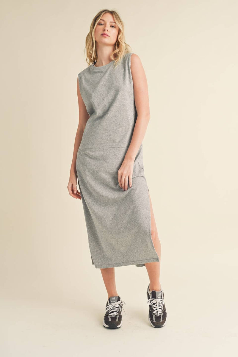 Sleeveless Terry Cloth Midi Dress - Home & Well 