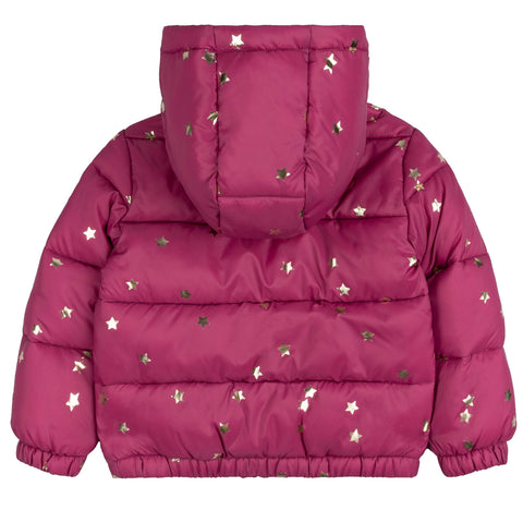 Star Print on Magenta Hooded Packable | Miles the Label