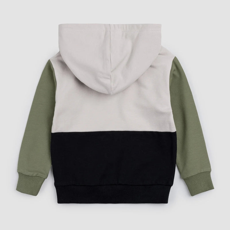 Cement Color Block Hooded Sweatshirt | Miles The Label