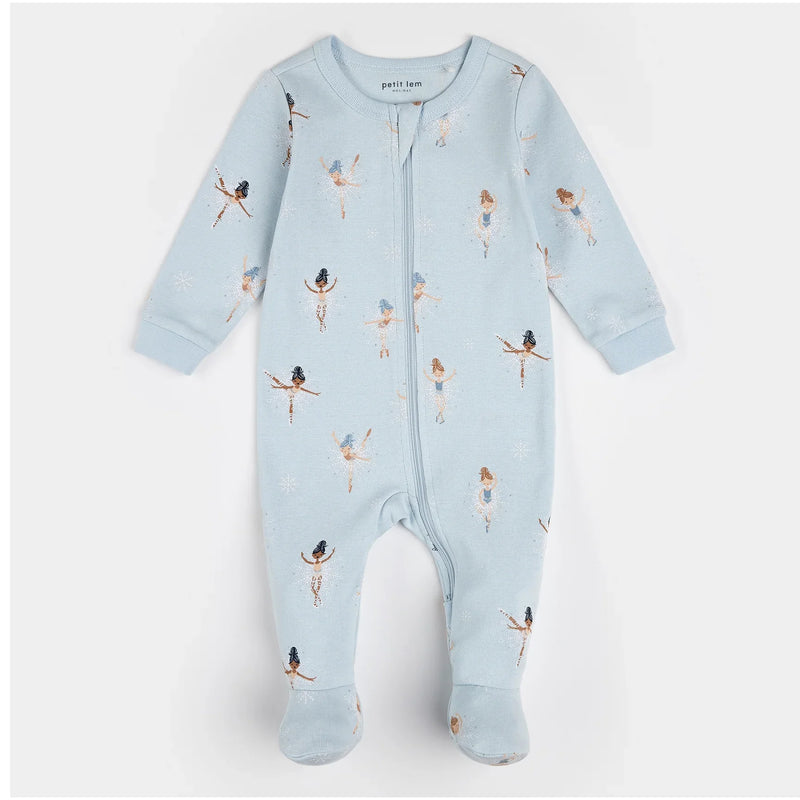 Sugar Plum Fairy Print on Ice Blue Sleeper | Petit Lem