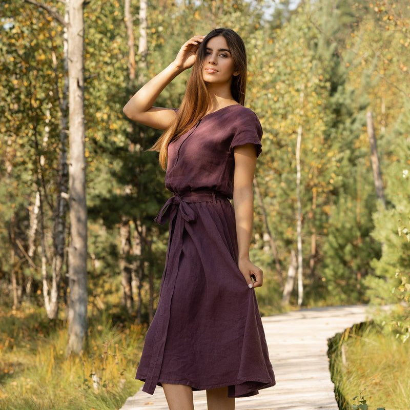 menique - Organic 100% Linen Button Front Dress Brigit